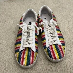 Alice + Olivia Cassidy striped rainbow sneakers 10